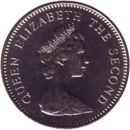 Монета 5 пенсов. 1985 год, Фолклендские острова. UNC. Чернобровый альбатрос.