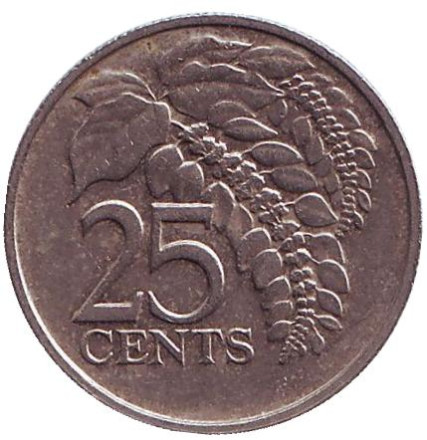 Монета 25 центов. 1977 год, Тринидад и Тобаго. Чакония.