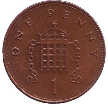 Монета 1 пенни. 2000 год, Великобритания.