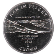 Монета 1 крона, 1995 год, Остров Мэн. Мессершмитт 262. Человек в полете.