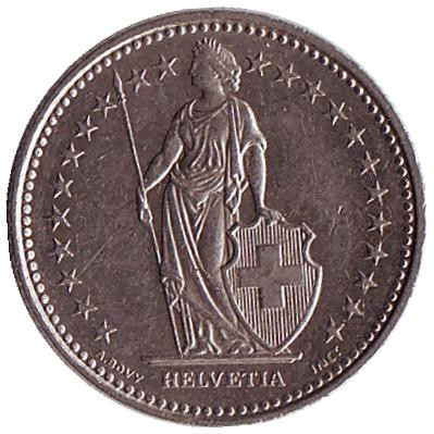 Монета 1/2 франка. 1990 год, Швейцария. Монета 1/2 франка. 1990 год, Швейцария.