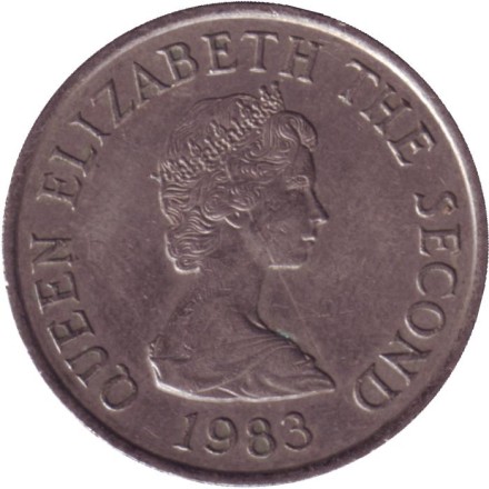 Монета 10 пенсов. 1983 год, Джерси. Дольмен.