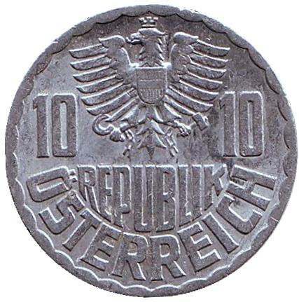 Монета 10 грошей. 1969 год, Австрия. Монета 10 грошей. 1969 год, Австрия.