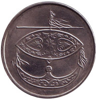 Монета 50 сен. 2005 год, Малайзия. Церемониальный воздушный змей. Монета 50 сен. 2005 год, Малайзия. Церемониальный воздушный змей.