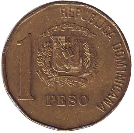 Монета 1 песо. 1993 год, Доминиканская Республика. Пабло Дуарте.