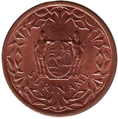 Монета 1 цент. 1988 год, Суринам.