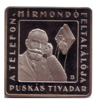Монета 1000 форинтов. 2008 год, Венгрия. Тивадар Пушкаш. Proof. Монета 1000 форинтов. 2008 год, Венгрия. Тивадар Пушкаш. Proof.