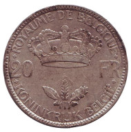 Монета 20 франков. 1935 год, Бельгия. Король Леопольд III. Монета 20 франков. 1935 год, Бельгия. Король Леопольд III.