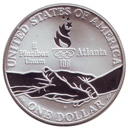 Монета 1 доллар. 1995 год, США. XXVI летние Олимпийские Игры. Атланта 1996. Бег. Монета 1 доллар. 1995 год, США. XXVI летние Олимпийские Игры. Атланта 1996. Бег.