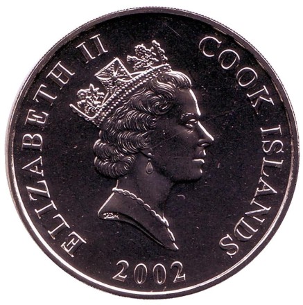 Монета 50 центов. 2002 год, Острова Кука. 50 лет правления Королевы Елизаветы II.