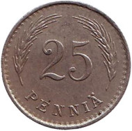 Монета 25 пенни. 1939 год, Финляндия. Монета 25 пенни. 1939 год, Финляндия.