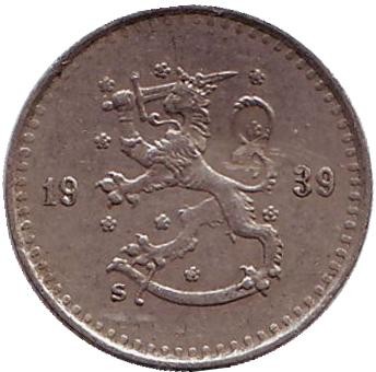 Монета 25 пенни. 1939 год, Финляндия.