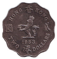 Монета 2 доллара, 1983 год, Гонконг.