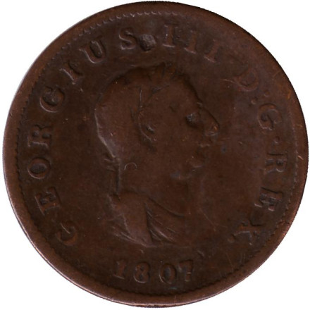 Монета 1/2 пенни. 1807 год, Великобритания. Георг III.