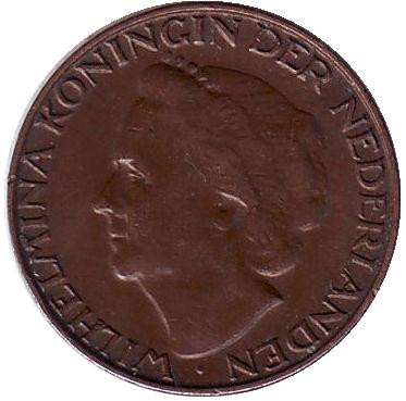 Монета 1 цент. 1948 год, Нидерланды.
