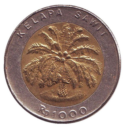 Монета 1000 рупий, 1996 год, Индонезия. Пальма.