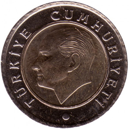 Монета 50 курушей. 2022 год, Турция.