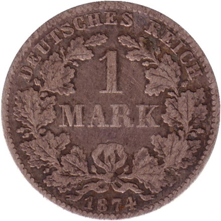 Монета 1 марка. 1874 год, Германская империя.