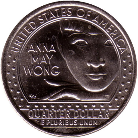 Монета 25 центов. 2022 год (D), США. Анна Мэй Вонг. Серия "Американские женщины".