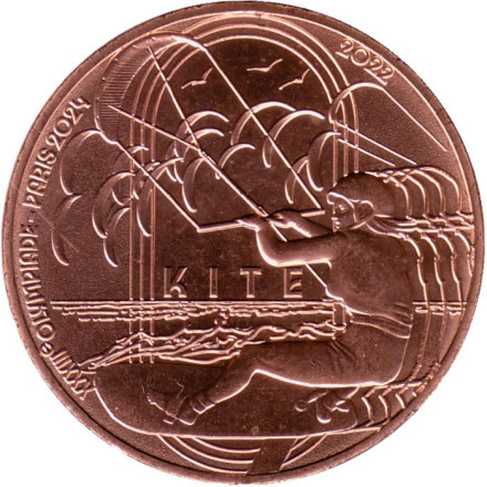 Монета 1/4 евро. 2022 год, Франция. XXXIII летние Олимпийские игры, Париж 2024. Кайтсерфинг.