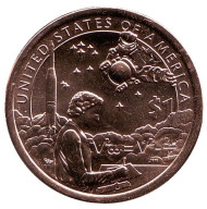 Монета 1 доллар, 2019 год (D), США. Сакагавея. Индейцы в космической программе. Серия "Коренные американцы". Монета 1 доллар, 2019 год (D), США. Сакагавея. Индейцы в космической программе. Серия "Коренные американцы".