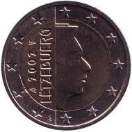 Монета 2 евро. 2002 год, Люксембург. Монета 2 евро. 2002 год, Люксембург.