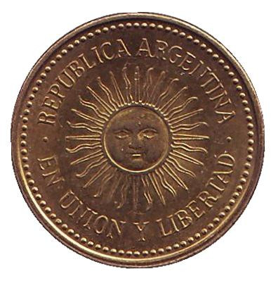 Монета 5 сентаво. 2010 год, Аргентина.