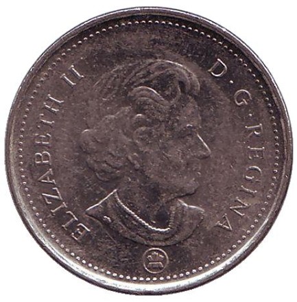 Монета 5 центов. 2011 год, Канада. Бобр. Монета 5 центов. 2011 год, Канада. Бобр.