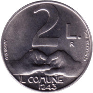 Монета 2 лиры. 1991 год. Сан-Марино. Коммуна. Монета 2 лиры. 1991 год. Сан-Марино. Коммуна.