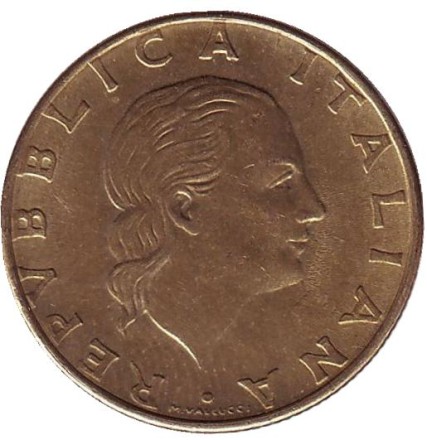 Монета 200 лир. 1986 год, Италия. Монета 200 лир. 1986 год, Италия.