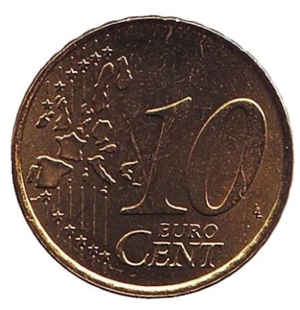 Монета 10 центов. 2002 год (G), Германия.
