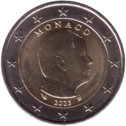 Монета 2 евро. 2023 год, Монако. Альберт II.