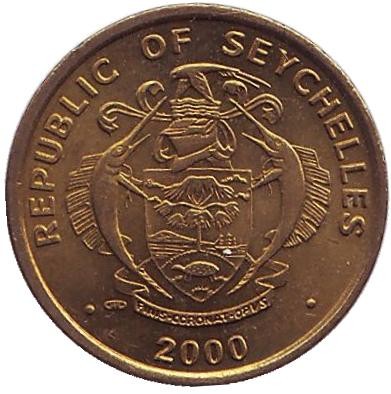 Монета 5 центов. 2000 год, Сейшельские острова. Растение Маниок. Монета 5 центов. 2000 год, Сейшельские острова. Растение Маниок.