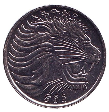 Монета 25 центов. 2012 год, Эфиопия. XF Лев. Монета 25 центов. 2012 год, Эфиопия. XF Лев.