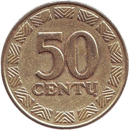 Монета 50 центов, 2000 год, Литва. Из обращения. Монета 50 центов, 2000 год, Литва. Из обращения.