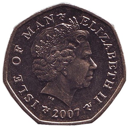 Монета 50 пенсов. 2007 год, Остров Мэн. (Отметка "AB") Башня Милнера. Монета 50 пенсов. 2007 год, Остров Мэн. (Отметка "AB") Башня Милнера.