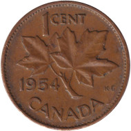 Монета 1 цент. 1954 год, Канада. Монета 1 цент. 1954 год, Канада.