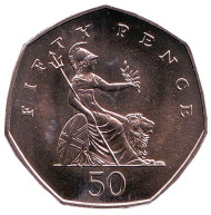 Монета 50 пенсов. 1999 год, Великобритания. BU. Монета 50 пенсов. 1999 год, Великобритания. BU.