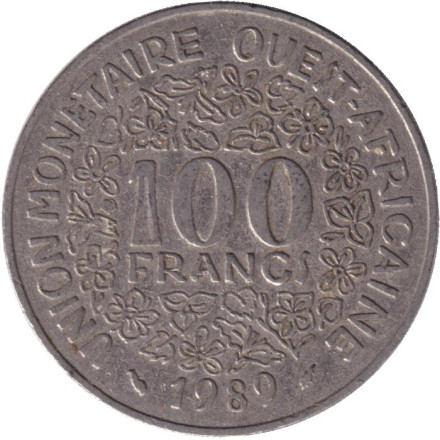 Монета 100 франков. 1989 год, Западные Африканские Штаты.