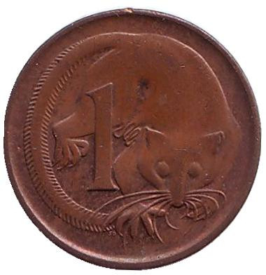 Монета 1 цент, 1970 год, Австралия. Карликовый летучий кускус.