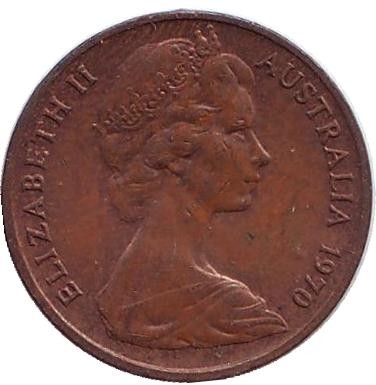 Монета 1 цент, 1970 год, Австралия. Карликовый летучий кускус. Монета 1 цент, 1970 год, Австралия. Карликовый летучий кускус.