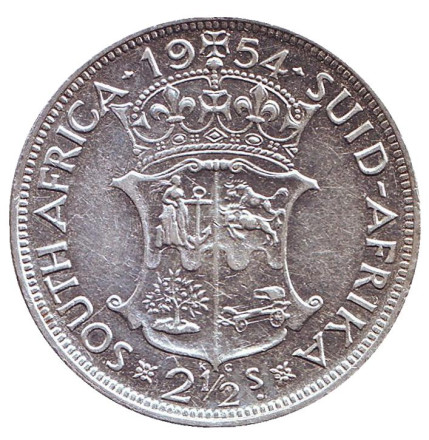 Монета 2,5 шиллинга. 1954 год, ЮАР.