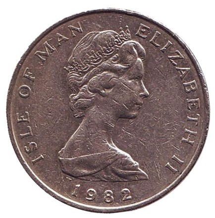 Монета 10 пенсов. 1982 год, Остров Мэн. (Отметка "AB") Сокол. Монета 10 пенсов. 1982 год, Остров Мэн. (Отметка "AB") Сокол.