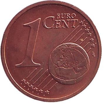 Монета 1 цент. 2004 год (D), Германия.