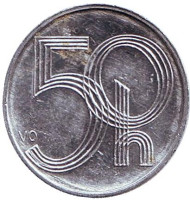 Монета 50 геллеров. 2005 год, Чехия. Монета 50 геллеров. 2005 год, Чехия.