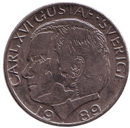 Монета 1 крона. 1989 год, Швеция. Монета 1 крона. 1989 год, Швеция.