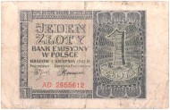 Банкнота 1 злотый. 1941 год, Польша. (Оккупация). P-99.