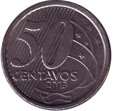 Монета 50 сентаво. 2013 год, Бразилия. Хосе Паранхос.