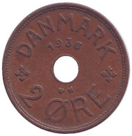 Монета 2 эре. 1936 год, Дания. Монета 2 эре. 1936 год, Дания.