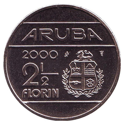 Монета 2,5 флорина. 2000 год, Аруба. BU.